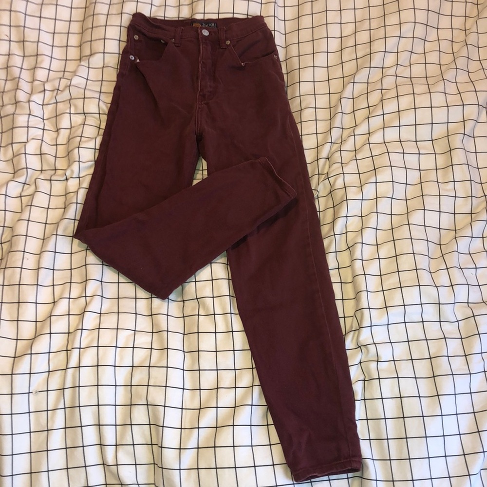 Vintage Vibe Burgundy Mom Jeans
